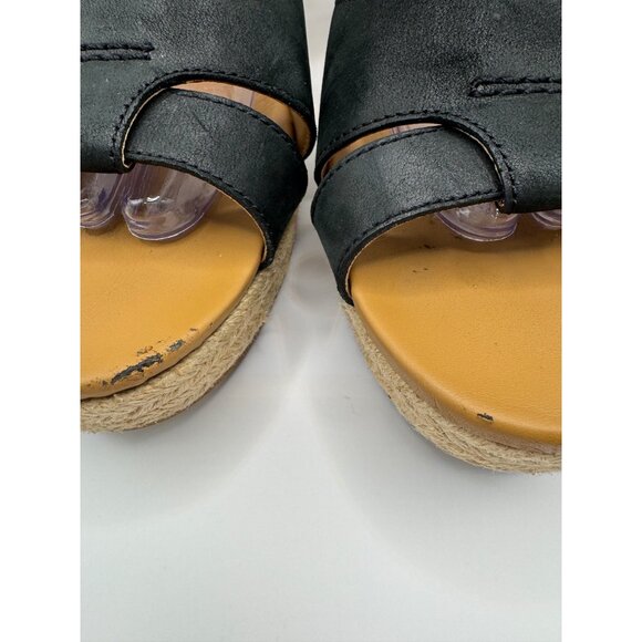 UGG Shoes Women 11 Black Leather Ankle Strap Platform Cloverdale Wedge Sandal - Picture 6 of 12